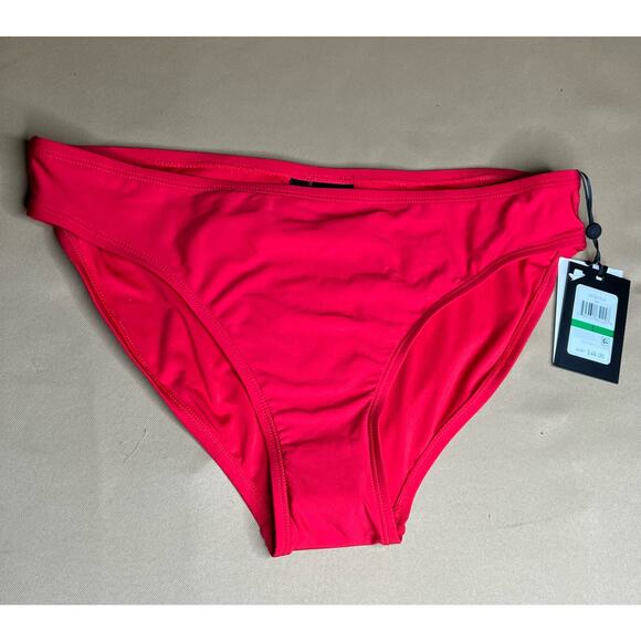 DKNY Lychee Red Stretch Classic Hipster Bikini Swim Bottom L NWT - Picture 3 of 4